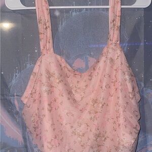 SHEIN Pink Floral Curve Top